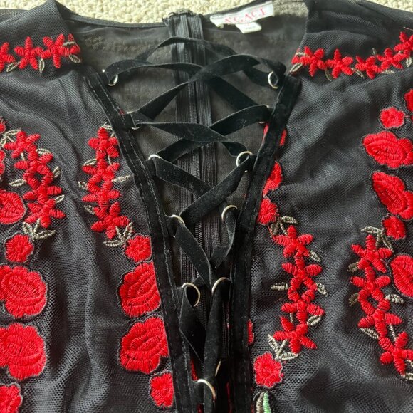 A'GACI Black Romper – M – Gothic, Lace-Up, Sexy Festival Look - Picture 3 of 9